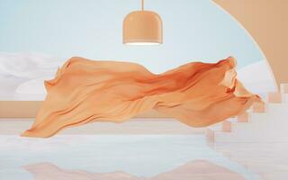 Flowing wave cloth, 3d rendering. photo