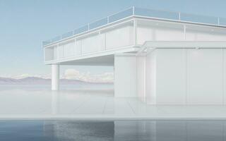 The modern concept architecture on the water, 3d rendering. photo