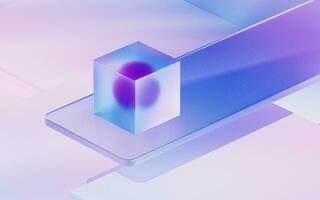 Gradient glasses and cubes, 3d rendering. photo