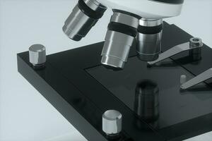 Microscope with white background,abstract conception,3d rendering. photo