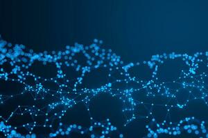 Glowing blue lines, with particles connected, 3d rendering. photo