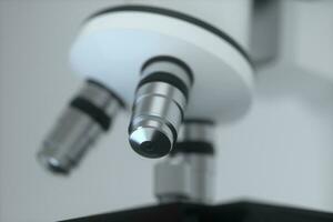 Microscope with white background,abstract conception,3d rendering. photo