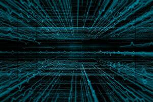 Glowing pulsating graphic lines, scientific background, 3d rendering photo