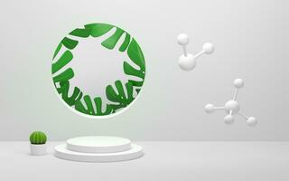 Monstera leaves and white empty room, 3d rendering. photo