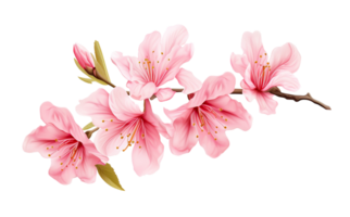 Beautiful and photorealistic, pink flower blossom on transparent background. Bloom, plant. PNG. Close-up view. Cut out element. Generative AI. png