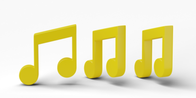 Music note isolated on transparent background. 3D render png