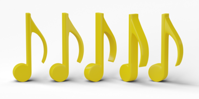 Music note isolated on transparent background. 3D render png