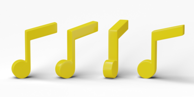 Music note isolated on transparent background. 3D render png