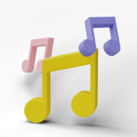 Music note isolated on transparent background. 3D render png