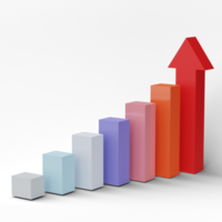 Business chart graphics, Growing bars graphic rising forward achievement goal. 3D render Illustration. png