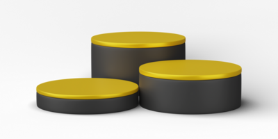 3D render, Golden podium product display platform stage scene isolated on transparent background. png