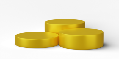 3D render, Golden podium product display platform stage scene isolated on transparent background. png