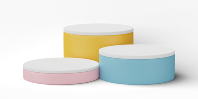 3D, cylinder podium display scene of minimal geometric platform base isolated on transparent background png file