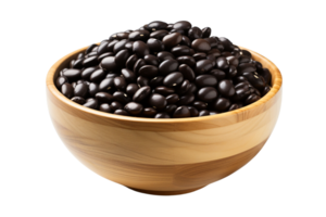 Black beans in the bowl on isolated background.Healthy and vegan concept.Created with Generative AI technology. png