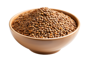 lentils seeds in the bowl on isolated background.Healthy and vegan concept.Created with Generative AI technology. png