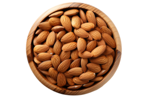 Bowl of almonds on isolated background.Health food concept.Created with Generative AI technology. png