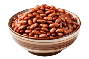 Red beans in the bowl on isolated background.Healthy and vegan concept.Created with Generative AI technology. png