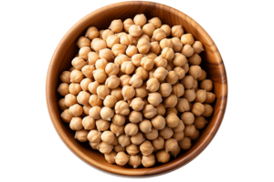 Chickpeas in the bowl on isolated background.Healthy and vegan concept.Created with Generative AI technology. png