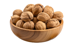 nueces en el cuenco en aislado fondo.saludable y vegano concepto.creado con generativo ai tecnología. png