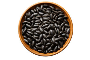 Sunflower seeds in the bowl on isolated background.Healthy and vegan concept.Created with Generative AI technology. png