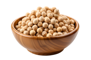 Chickpeas in the bowl on isolated background.Healthy and vegan concept.Created with Generative AI technology. png