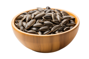 Sunflower seeds in the bowl on isolated background.Healthy and vegan concept.Created with Generative AI technology. png