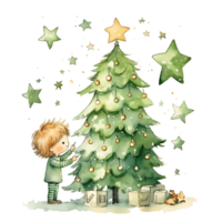 Christmas Pine Tree Holiday Illustration on Transparent PNG Background ai generator