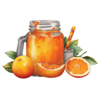 isolerat orange frukt juice dryck och orange kaka på transparent png bakgrund ai generativ