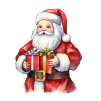 Super-Cute Watercolor Santa Claus Clipart on Transparent PNG Background ai generator