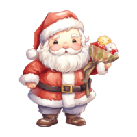 vistoso acuarela Papa Noel claus en transparente png antecedentes ai generador