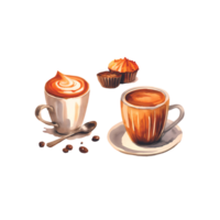 Isolated Cake and Chocolate Drink on Transparent PNG Background AI Generative