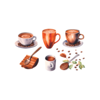 Isolated Cake and Chocolate Drink on Transparent PNG Background AI Generative