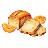 isoliert Orange Obst Saft trinken und Orange Kuchen auf transparent png Hintergrund ai generativ