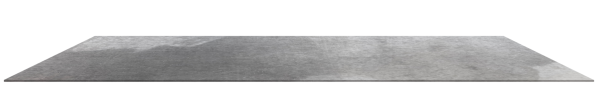 grunge metaal tafelblad of grijs staal ruw oppervlakte plank geïsoleerd, perspectief oud metaal balie, verdieping plank sjabloon bespotten omhoog voor Scherm producten presentatie png