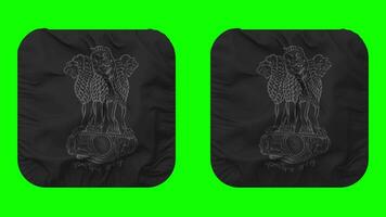 India Emblem Flag in Squire Shape Isolated with Plain and Bump Texture, 3D Rendering, Green Screen, Alpha Matte video