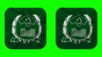 North West Frontier Province, NWFP Flag in Squire Shape Isolated with Plain and Bump Texture, 3D Rendering, Green Screen, Alpha Matte video