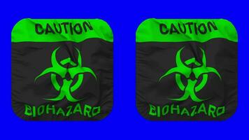 Caution Biohazard Sign Flag in Squire Shape Isolated with Plain and Bump Texture, 3D Rendering, Green Screen, Alpha Matte video