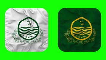 Government of Punjab, Pakistan Flag in Squire Shape Isolated with Plain and Bump Texture, 3D Rendering, Green Screen, Alpha Matte video