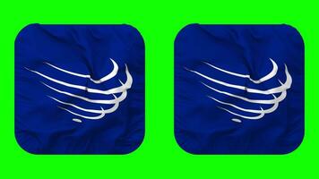 Union of South American Nations, UNASUR Flag in Squire Shape Isolated with Plain and Bump Texture, 3D Rendering, Green Screen, Alpha Matte video