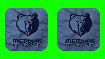 Memphis Grizzlies Flag in Squire Shape Isolated with Plain and Bump Texture, 3D Rendering, Green Screen, Alpha Matte video