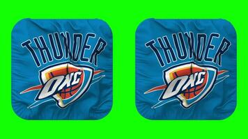 Oklahoma City Thunder Flag in Squire Shape Isolated with Plain and Bump Texture, 3D Rendering, Green Screen, Alpha Matte video