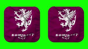 Somerset Sabres, Somerset County Cricket Club Flag in Squire Shape Isolated with Plain and Bump Texture, 3D Rendering, Green Screen, Alpha Matte video