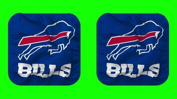 Buffalo Bills Flag in Squire Shape Isolated with Plain and Bump Texture, 3D Rendering, Green Screen, Alpha Matte video