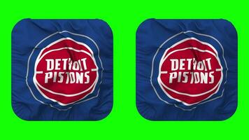 Detroit Pistons Flag in Squire Shape Isolated with Plain and Bump Texture, 3D Rendering, Green Screen, Alpha Matte video