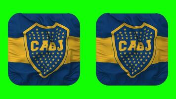 Club Atletico Boca Juniors Flag in Squire Shape Isolated with Plain and Bump Texture, 3D Rendering, Green Screen, Alpha Matte video