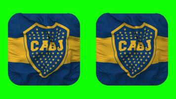 Club Atletico Boca Juniors Flag in Squire Shape Isolated with Plain and Bump Texture, 3D Rendering, Green Screen, Alpha Matte video