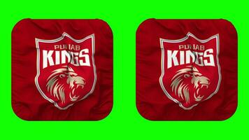 Punjab Kings, PBKS Flag in Squire Shape Isolated with Plain and Bump Texture, 3D Rendering, Green Screen, Alpha Matte video