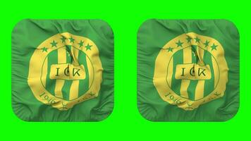 Jeunesse Sportive de Kabylie Football Club Flag in Squire Shape Isolated with Plain and Bump Texture, 3D Rendering, Green Screen, Alpha Matte video