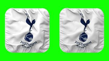 tottenham sperone caldo calcio club bandiera nel scudiero forma isolato con pianura e urto struttura, 3d rendering, verde schermo, alfa Opaco video