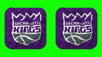 Sacramento Kings Flag in Squire Shape Isolated with Plain and Bump Texture, 3D Rendering, Green Screen, Alpha Matte video